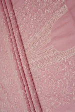 Srajann Hand Embroided Pink Maheshwari Lucknowi Chikankari Unstitched Kurta Dupatta Set (SLC1781) - Image 8