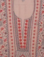 Srajann Hand Embroided Pink Maheshwari Lucknowi Chikankari Unstitched Kurta Dupatta Set (SLC1791) - Image 3