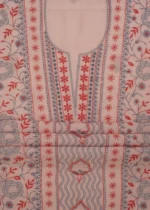 Srajann Hand Embroided Pink Maheshwari Lucknowi Chikankari Unstitched Kurta Dupatta Set (SLC1791) - Image 9