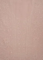 Srajann Hand Embroided Pink Maheshwari Lucknowi Chikankari Unstitched Kurta Dupatta Set (SLC1784) - Image 5