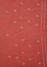 Srajann Hand Embroided Red Maheshwari Lucknowi Chikankari Unstitched Kurta Dupatta Set (SLC1799) - Image 10