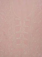 Srajann Hand Embroided Pink Maheshwari Lucknowi Chikankari Unstitched Kurta Dupatta Set (SLC1793) - Image 6