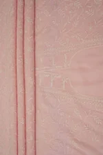 Srajann Hand Embroided Pink Maheshwari Lucknowi Chikankari Unstitched Kurta Dupatta Set (SLC1793) - Image 8