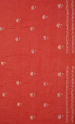 Srajann Hand Embroided Red Maheshwari Lucknowi Chikankari Unstitched Kurta Dupatta Set (SLC1775) - Image 10