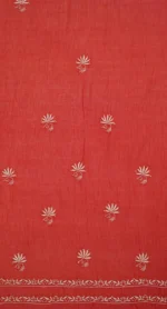 Srajann Hand Embroided Red Maheshwari Lucknowi Chikankari Unstitched Kurta Dupatta Set (SLC1775) - Image 11