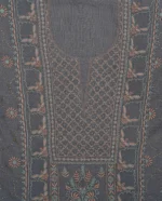 Srajann Hand Embroided Blue Maheshwari Lucknowi Chikankari Unstitched Kurta Dupatta Set (SLC1779) - Image 5