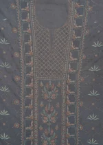 Srajann Hand Embroided Blue Maheshwari Lucknowi Chikankari Unstitched Kurta Dupatta Set (SLC1779) - Image 11