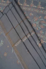 Srajann Hand Embroided Blue Maheshwari Lucknowi Chikankari Unstitched Kurta Dupatta Set (SLC1779) - Image 9