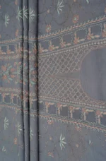 Srajann Hand Embroided Blue Maheshwari Lucknowi Chikankari Unstitched Kurta Dupatta Set (SLC1779) - Image 7