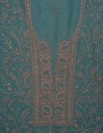 Srajann Hand Embroided Blue Maheshwari Lucknowi Chikankari Unstitched Kurta Dupatta Set (SLC1788) - Image 5