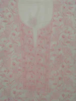 Srajann Hand Embroided Green Maheshwari Lucknowi Chikankari Unstitched Kurta Dupatta Set (SLC1792) - Image 5