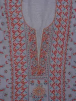 Srajann Hand Embroided Blue Maheshwari Lucknowi Chikankari Unstitched Kurta Dupatta Set (SLC1780) - Image 11