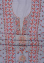 Srajann Hand Embroided Blue Maheshwari Lucknowi Chikankari Unstitched Kurta Dupatta Set (SLC1780) - Image 8