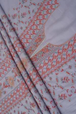 Srajann Hand Embroided Blue Maheshwari Lucknowi Chikankari Unstitched Kurta Dupatta Set (SLC1780) - Image 9