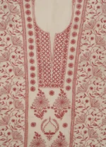 Srajann Hand Embroided white Maheshwari Lucknowi Chikankari Unstitched Kurta Dupatta Set (SLC1800) - Image 10