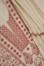 Srajann Hand Embroided white Maheshwari Lucknowi Chikankari Unstitched Kurta Dupatta Set (SLC1800) - Image 3