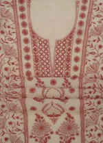 Srajann Hand Embroided white Maheshwari Lucknowi Chikankari Unstitched Kurta Dupatta Set (SLC1800) - Image 5