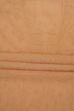 Srajann Hand Embroidered Fawn Maheshwari Lucknowi Chikankari Unstitched Kurta Dupatta Set