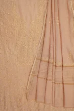 Srajann Hand Embroided Fawn Maheshwari Lucknowi Chikankari Unstitched Kurta Dupatta Set