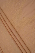 Srajann Hand Embroided Fawn Maheshwari Lucknowi Chikankari Unstitched Kurta Dupatta Set (SLC1797) - Image 9