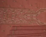 Srajann Hand Embroided Peach Kota Lucknowi Chikankari Unstitched Kurta Dupatta Set (SLC1440) - Image 4