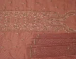 Srajann Hand Embroided Peach Kota Lucknowi Chikankari Unstitched Kurta Dupatta Set (SLC1440) - Image 5
