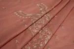 Srajann Hand Embroided Peach Kota Lucknowi Chikankari Unstitched Kurta Dupatta Set (SLC1440) - Image 7