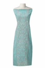 Srajann Hand Embroided Blue Kota Lucknowi Chikankari Unstitched Kurta Dupatta Set (SLC1442) - Image 2