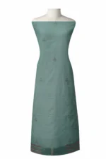 Srajann Hand Embroided Blue Kota Lucknowi Chikankari Unstitched Kurta Dupatta Set (SLC1442) - Image 4