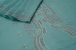 Srajann Hand Embroided Blue Kota Lucknowi Chikankari Unstitched Kurta Dupatta Set (SLC1442) - Image 6