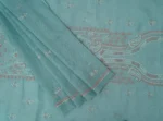 Srajann Hand Embroided Blue Kota Lucknowi Chikankari Unstitched Kurta Dupatta Set (SLC1442) - Image 7