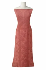 Srajann Hand Embroided Peach Kota Lucknowi Chikankari Unstitched Kurta Dupatta Set (SLC1443) - Image 2