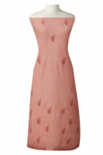 Srajann Hand Embroided Peach Kota Lucknowi Chikankari Unstitched Kurta Dupatta Set (SLC1443) - Image 4