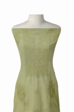 Srajann Hand Embroided Sea Green Kota Lucknowi Chikankari Unstitched Kurta Dupatta Set (SLC1430) - Image 3