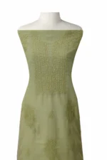 Srajann Hand Embroided Sea Green Kota Lucknowi Chikankari Unstitched Kurta Dupatta Set (SLC1430) - Image 4