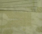 Srajann Hand Embroided Sea Green Kota Lucknowi Chikankari Unstitched Kurta Dupatta Set (SLC1430) - Image 6