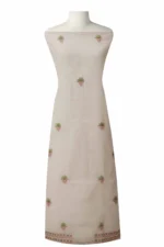 Srajann Hand Embroided Pink Kota Lucknowi Chikankari Unstitched Kurta Dupatta Set (SLC1432) - Image 4