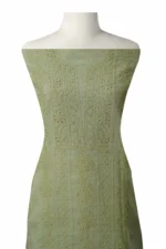 Srajann Hand Embroided Sea Green Kota Lucknowi Chikankari Unstitched Kurta Dupatta Set (SLC1434) - Image 3