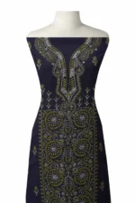 Srajann Hand Embroided Blue Kota Lucknowi Chikankari Unstitched Kurta Dupatta Set (SLC1439) - Image 3