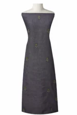 Srajann Hand Embroided Blue Kota Lucknowi Chikankari Unstitched Kurta Dupatta Set (SLC1439) - Image 4