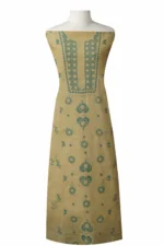 Srajann Hand Embroided Cream Kota Lucknowi Chikankari Unstitched Kurta Dupatta Set (SLC1429) - Image 2