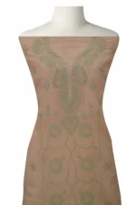 Srajann Hand Embroided Fawn Kota Lucknowi Chikankari Unstitched Kurta Dupatta Set (SLC1441) - Image 3