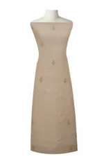 Srajann Hand Embroided Fawn Kota Lucknowi Chikankari Unstitched Kurta Dupatta Set (SLC1441) - Image 4