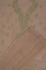 Srajann Hand Embroidered Fawn Kota Lucknowi Chikankari Unstitched Kurta Dupatta Set | Elegant Indian Ethnic Wear