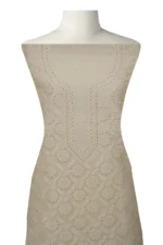 Srajann Hand Embroided white Kota Lucknowi Chikankari Unstitched Kurta Dupatta Set (SLC1448) - Image 4