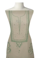 Srajann Hand Embroided white Kota Lucknowi Chikankari Unstitched Kurta Dupatta Set (SLC1449) - Image 3