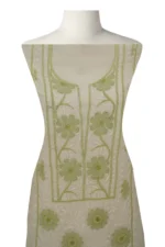 Srajann Hand Embroided Lemon Kota Lucknowi Chikankari Unstitched Kurta Dupatta Set (SLC1451) - Image 3