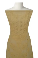 Srajann Hand Embroided Cream Kota Lucknowi Chikankari Unstitched Kurta Dupatta Set (SLC1445) - Image 2