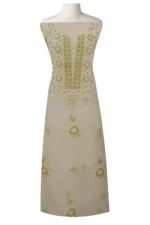 Srajann Hand Embroided white Kota Lucknowi Chikankari Unstitched Kurta Dupatta Set (SLC1456) - Image 2