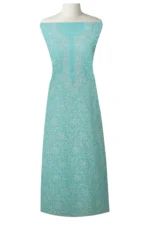 Srajann Hand Embroided Blue Kota Lucknowi Chikankari Unstitched Kurta Dupatta Set (SLC1460) - Image 2